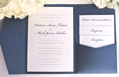Pocket Fold Wedding Invitation Classic Elegant By Thememorytrunk Navy