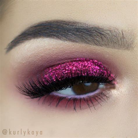 Hot Pink Glitter Eye Makeup Kurlykaya Fuchsia Smokey No Eyeliner
