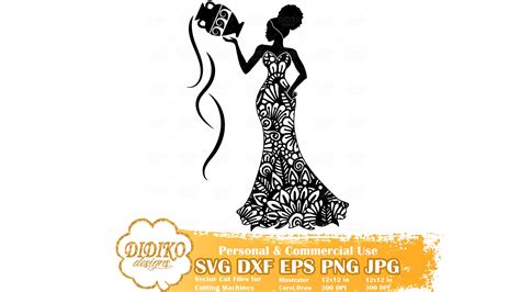 High quality vector drawing in 6 different formats: Black Woman Aquarius SVG, Zentangle Woman SVG, Black Woman ...