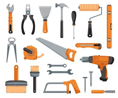 Premium Vector Set Of Tools Of A Joiner And Repairman Devices For