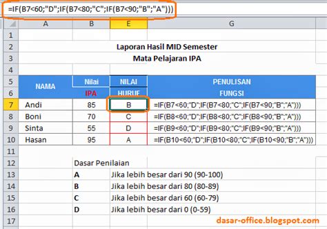 Rumus If Excel Dan Multi If Excel Dasar Office Belajar Microsoft