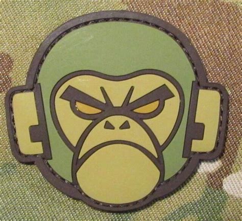Angry Monkey Pvc Face Logo Tactical Combat Milspec Morale Desert Hook