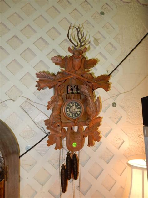 Sold Price Large Vintage Carved German Cuckoo Clock With Deer Head