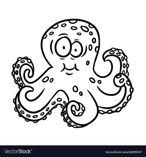 Cartoon Outline Octopus Royalty Free Vector Image
