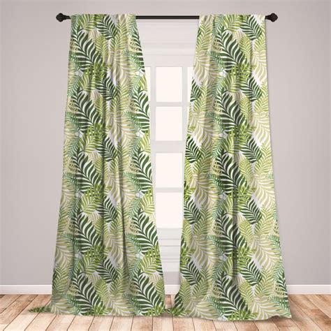 Leaf Curtains 2 Panels Set Tropic Exotic Palm Tree Leaves Natural