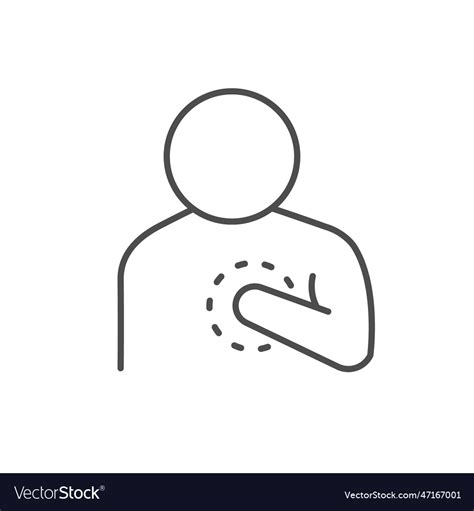 Chest Pain Line Outline Icon Royalty Free Vector Image