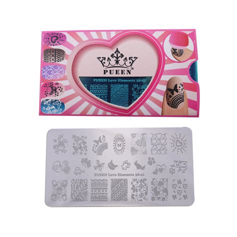Pueen Nail Art Stamping Plate Love Elements 3 34 37