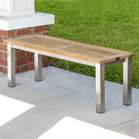 Vogue Teak And Stainless Steel 4ft Backless Bench Westminster Teak Outdoor Furniture