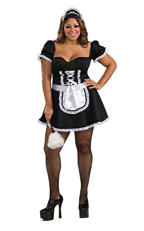 French Maid Uniform Plus Size Costume Dress Adults Womens Fancy Dress