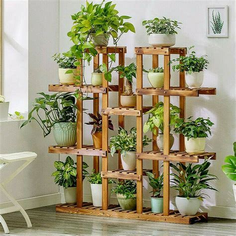Check spelling or type a new query. Extra Large Wood Plant Stand 17 Pot Flower Rack Tall Shelf ...