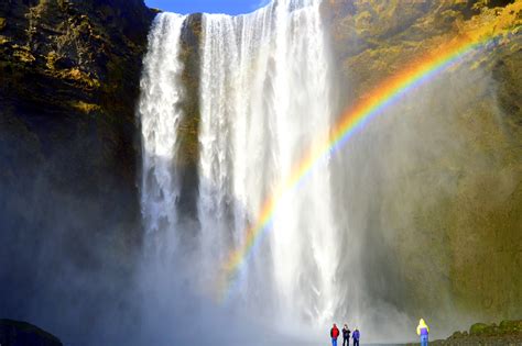 The Beautiful Skógafoss Waterfall In South Iceland And The