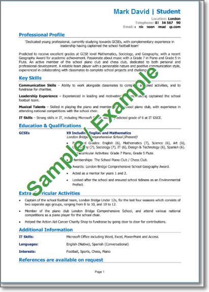 Cv / resume for a student, for a person without experience. Conclusion Of Cv : Free 10 Carpenter Resume Examples ...