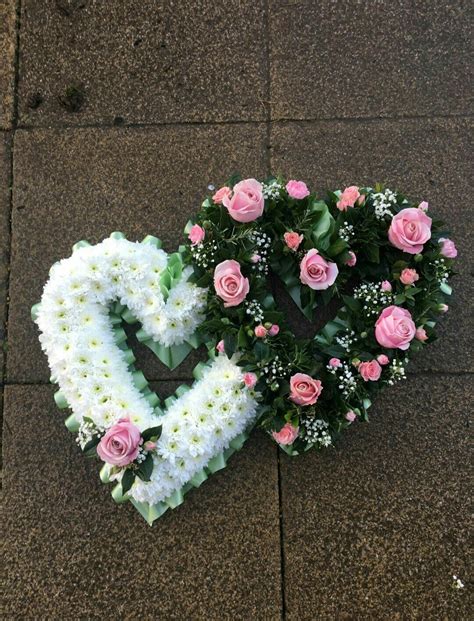 Double Heart Funeral Tribute Funeral Flower Arrangements Basket Flower Arrangements Funeral