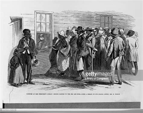 Recently Freed Sick And Old Slaves Line Up At The Freedmans Bureau