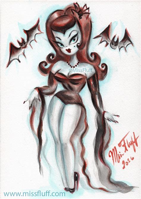 Vampiress With Bats And Black Widow Original Art By Claudette Barjoud