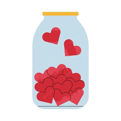 Premium Vector Jar With Hearts With Textures Valentines Day Flat
