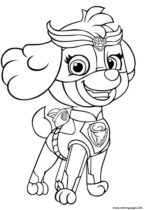Paw Patrol Mighty Pups Skye For Girls Coloring Page Printable