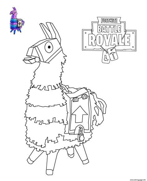 Llama Fortnite Coloring Page Printable