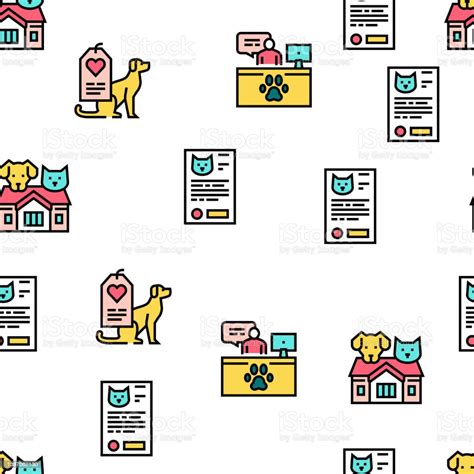 Animal Pet Shelter Vector Seamless Pattern Stock Illustration