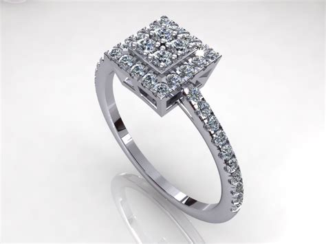 A growth ring is the ring of growth found in some living organisms, such as trees. Pav Square Diamond Ring 3D Model 3D printable STL 3DM ...