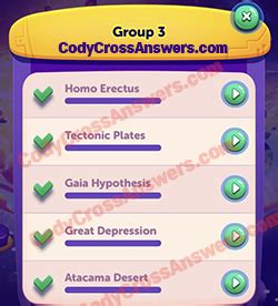 Here you will find all the answers to puzzle 3 of group 227 of codycross game. CodyCross Planet Earth Group 3 Answers