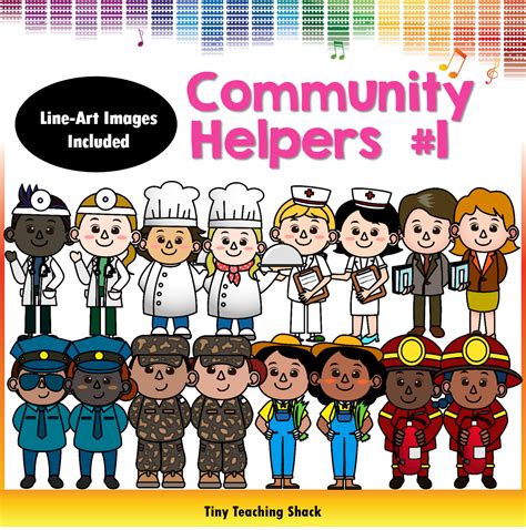 Community Helpers Clipart Set 1 Community Helpers Line Art Images