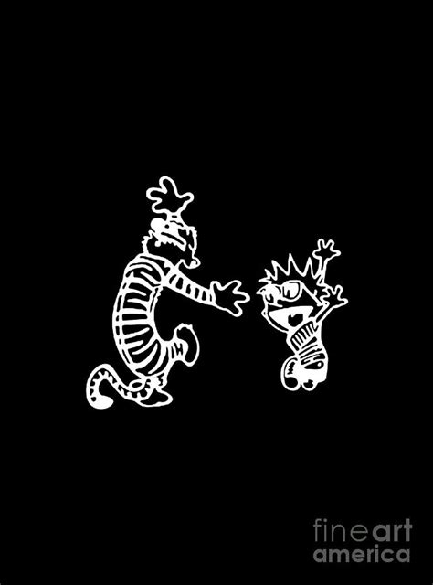 Calvin And Hobbes Dancing White On Black Digital Art By Rangga Aitim