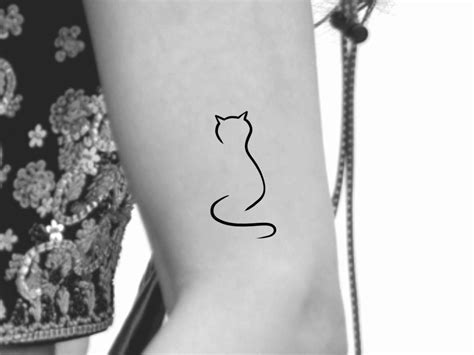 Cute Cat Outline Tattoo