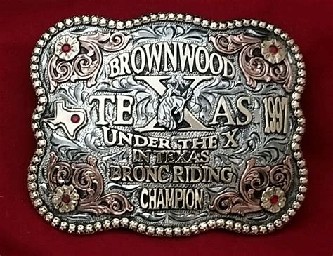 1997 Rodeo Trophy Belt Buckle~vintage Brownwood Texas Bull Riding