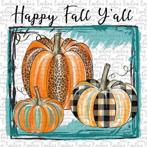 Happy Fall Yall Png Clipart Instant Download Sublimation Graphics