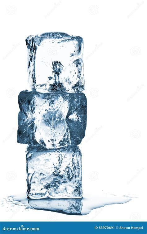 Melting Ice Cube Stack With Water Stock Image Image Of Refreshment