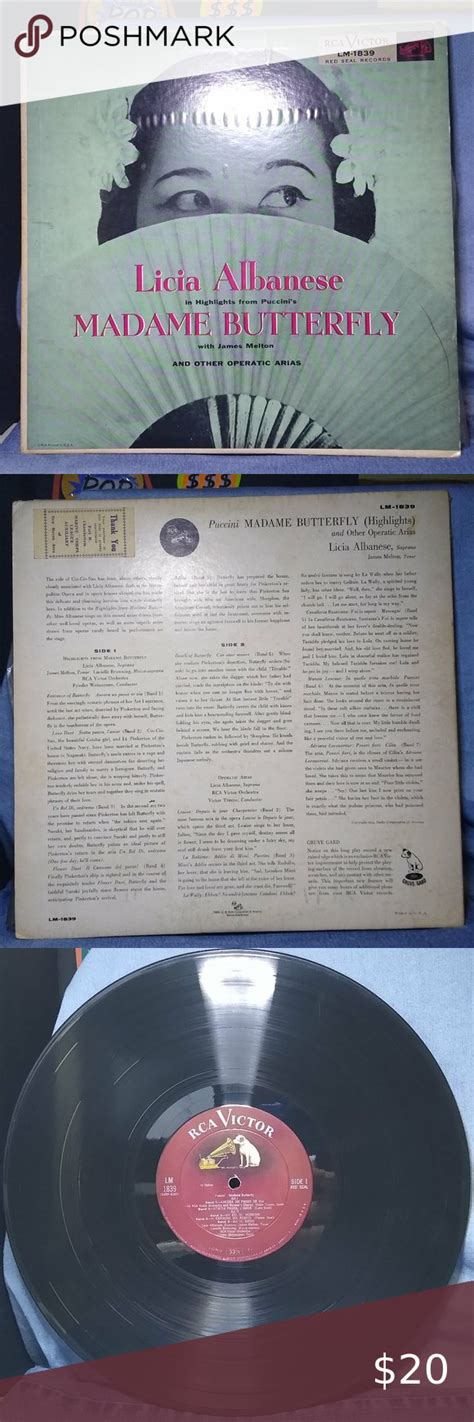 Madame Butterfly Soundtrack 1954 Vinyl Record Red Label Rca Victor Vinyl Records Red Label