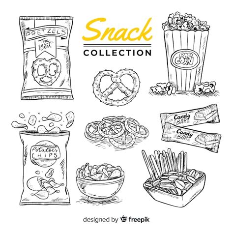 Premium Vector Hand Drawn Delicious Snack Collection