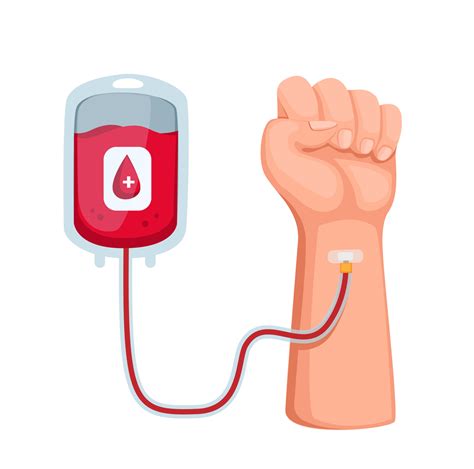 Donation Blood Hand With Blood Transfusion Concept In Cartoon