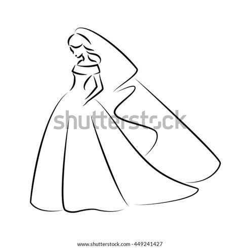 Abstract Outline Illustration Young Elegant Bride Stock Vector Royalty