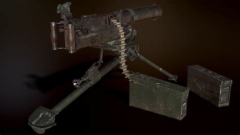 3d Model Mg08 Heavy Machine Gun Low Poly Game Ready Vr Ar Low Poly