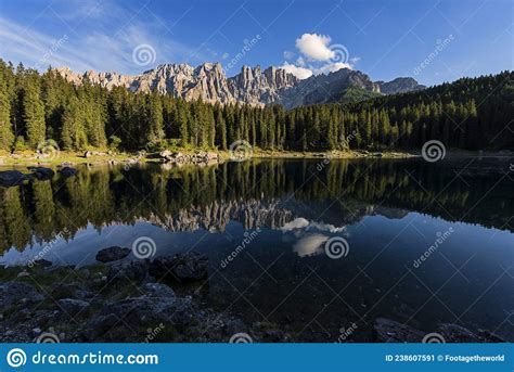 Lago Antorno With Mountain Reflection Stock Image Image Of Reservoir