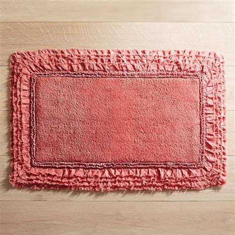 Constructed of premium egyptiancotton fibers, naturally. Frayed-Edge Coral 21x34 Bath Rug | Bathroom red, Coral ...