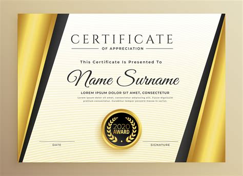 Premium Certificate Template Design With Golden Shapes Download Free