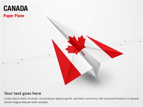 Paper Plane With Canada Flag Powerpoint Map Slides Paper Plane With