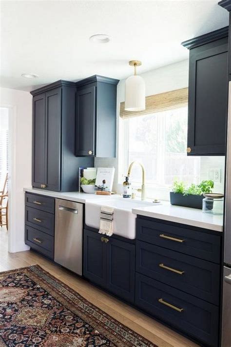 40 Beautiful Navy Kitchen Cabinets For Decorating Your Kitchen Navy