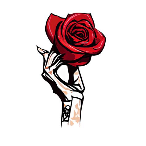 Skeleton Hand Holding A Rose Digital Graphic · Creative Fabrica