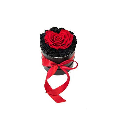Forever Monroes Preserved Real Black Roses With Large Red