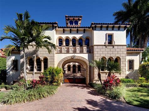 Spanish Style Mansion Is Located In Naples Fl Courtyard Entry