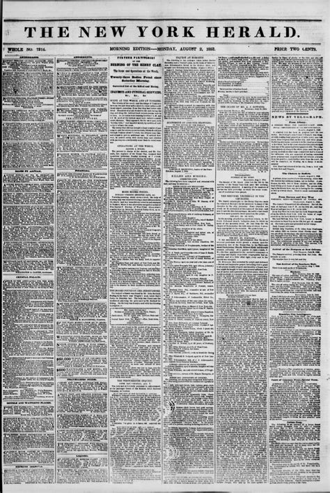 The New York Herald New York Ny August 2 1852 Morning Edition