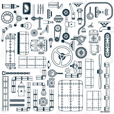 Spare Parts For Building Machines Stock Vector 2185547 Crushpixel