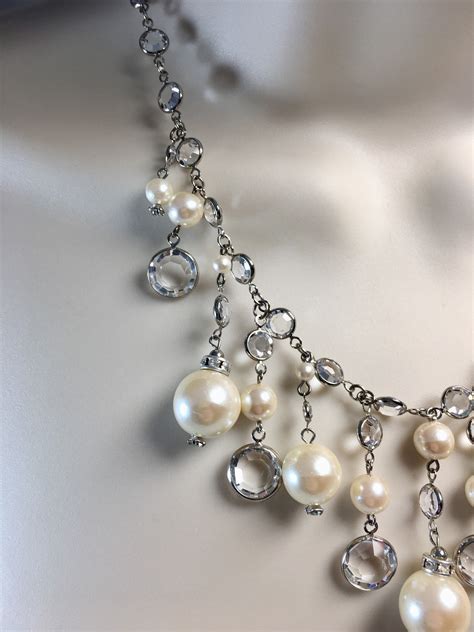Swarovski Crystal And Pearl Bridal Necklace