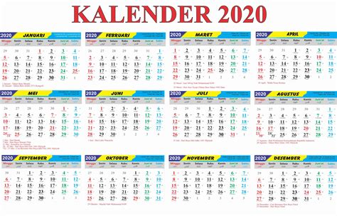 Template Kalender Tahun 2020 Cdr Lengkap Dengan Jawa And Hari Libur