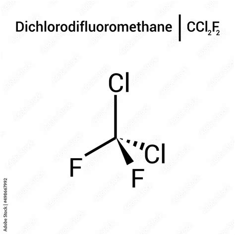 Chemical Structure Of Dichlorodifluoromethane Freon 12 Ccl2f2 Stock