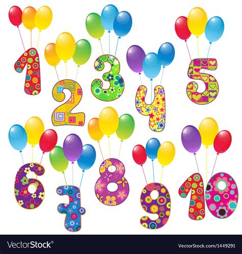 Numbers With Balloons Royalty Free Vector Image